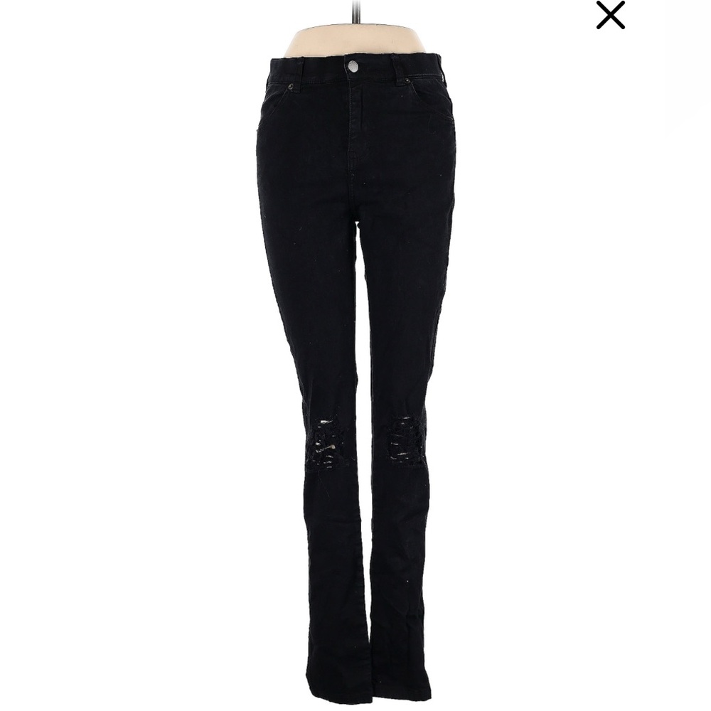 Dr Denim Plenty Ripped Knees mid waist super skinny fit jeans in black, NWT